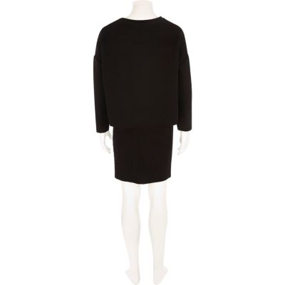 Girls black sweatshirt skirt co-ord outfit